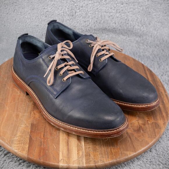 Cole Haan Tyler Grand Plain Ox Shoes Mens 9.5 M Marine Blue Leather C25105 - Picture 1 of 9